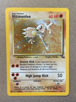 Hitmonlee 7/62 Base Set Fossil Set Holo Pokemon Card | LP - Image 1