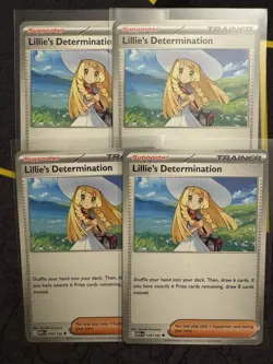 4x PLAYSET Lillie's Determination 119/132 Mega Evolution Near Mint Card - Image 1