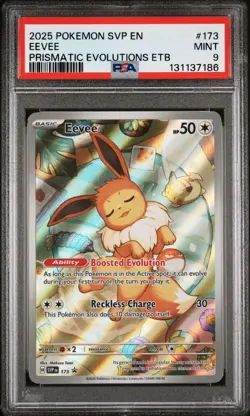 2025 POKEMON SVP EN-SV BLACK STAR PROMO #173 EEVEE PSA 9 - Image 1
