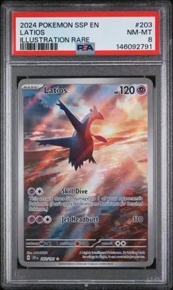 Pokemon Latios Surging Sparks Illustration Rare #203 PSA 8 - Image 1