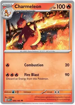CHARMELEON 005/165 Common Pokemon 151 English - Image 1