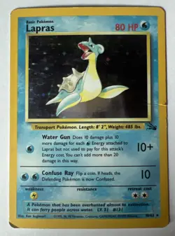 Pokemon TCG Lapras Fossil 10/62 Holo Unlimited Holo Rare Damaged - Image 1