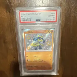 Pokemon Riolu 173/091 SV: Paldean Fates Shiny Rare Holo PSA 10 70 HP 2024 - Image 1