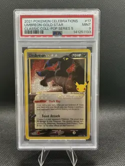 PSA 9 Umbreon Gold Star Pokemon SWSH Celebrations 17/17 Holo Rare Pop Series 5 - Image 1