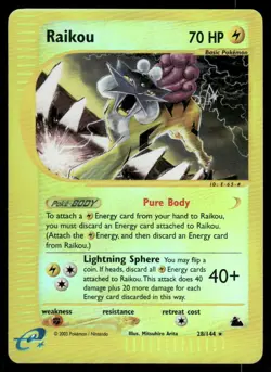 *FRI NIGHT* Raikou 28/144 Reverse Holo Skyridge Rare - Image 1