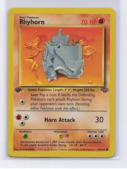 Rhyhorn 61/64 Common Jungle Pokemon 1st Edition Near Mint - Image 1