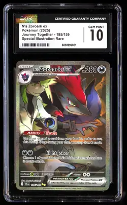 CGC 10 N's Zoroark EX 185/159 Pokemon Journey Together 2025 English - Image 1