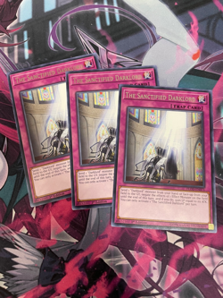 YUGIOH - THE SANCTIFIED DARKLORD X3 - RARE - FLOD - 1ST ED - NM - Image 1