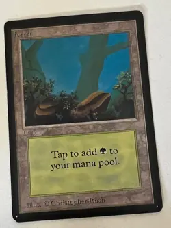 Magic the Gathering MTG Beta Forest v.2 (FOG) LP (Beta Bob) - Image 1