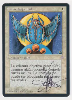 Signed Spanish Blue Scarab Proof Fork Sketch LP Ice Age Artist Amy Weber MTG AP! - Image 2