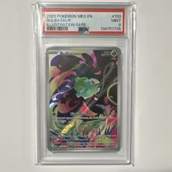 Pokemon Bulbasaur 133/132 Me01: Mega Evolution Illustration Rare Holo PSA 9 2025 - Image 1