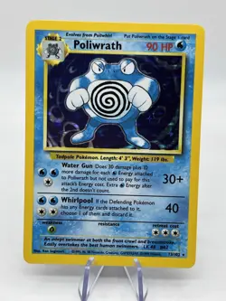 Pokemon TCG Poliwrath 13/102 Holo Rare Base Set Unlimited WOTC Vintage 1999 NM - Image 1