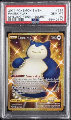 2021 POKEMON SWORD & SHIELD CHILLING REIGN SECRET #224 FULL ART/SNORLAX PSA 10 - Image 1