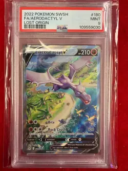 2022 Pokemon SWSH #180 FA/Aerodactyl V LOST ORIGIN PSA 9 - Image 1