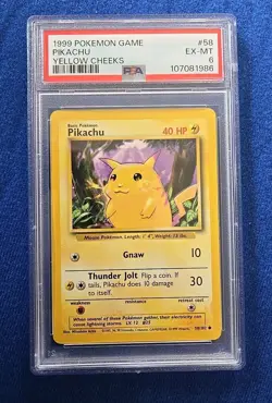 1999 Pokemon Game #58 Pikachu (Yellow Cheeks) - PSA 6 (EX-MT) - Image 1