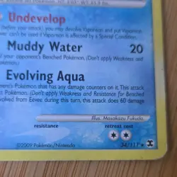 Pokemon TCG Vaporeon 34/111 Non-Holo Platinum Series Rising Rivals 2009 - Image 4