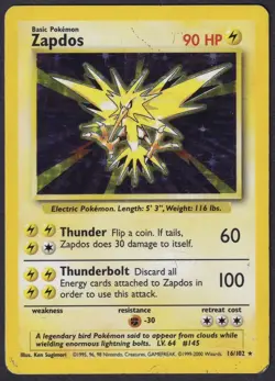 Pokemon Zapdos 16/102 Holo 1999-2000 4th Print Base Set - Image 1