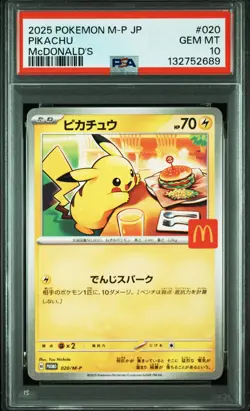 2025 POKEMON JAPANESE M-P PROMO MCDONALD'S #020 PIKACHU PSA 10 - Image 1