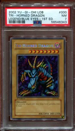 Tri-Horned Dragon 1st Edition Secret - PSA 7 - Yu-gi-Oh LOB-000 - Image 1