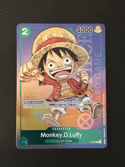 One Piece Monkey D. Luffy P-037 1st Anniversary Stamped Tournament Holo Promo NM - Image 1