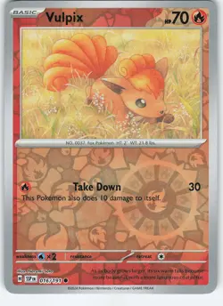 Vulpix 016/191 Common Reverse Holo SV08: Surging Sparks NM Pokemon - Image 1