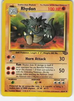 Rhydon 45/64 Jungle Uncommon Unlimited MP Pokemon - Image 1