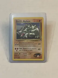 VTG Pokemon TCG Brock's Rhyhorn 22/132 Gym Heroes Non Holo Rare Unlimited LP - Image 1