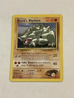 VTG Pokemon TCG Brock's Rhyhorn 22/132 Gym Heroes Non Holo Rare Unlimited LP - Image 3