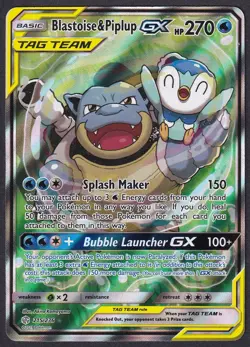 Pokemon Blastoise & Piplup GX 215/236 Alt Art Cosmic Eclipse - Image 1
