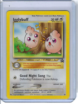 1999 WoTC POKEMON TCG IGGLYBUFF BLACK STAR PROMO #36 VINTAGE LP - Image 1