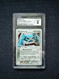 Pokemon TCG Metagross ex Holo Ultra Rare EX Hidden Legends 95/101 CGC 8 2004 - Image 1