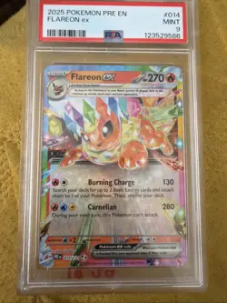 2025 Pokemon PRE Prismatic Evolutions FLAREON EX #014 PSA 9 - Image 1