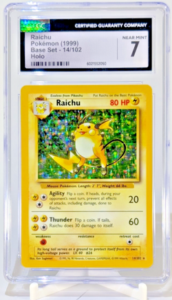 1999 POKEMON BASE SET UNLIMITED #14 RAICHU-HOLO PROFESSIONAL Grade 7 - VINTAGE - Image 2