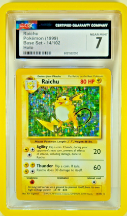 1999 POKEMON BASE SET UNLIMITED #14 RAICHU-HOLO PROFESSIONAL Grade 7 - VINTAGE - Image 5