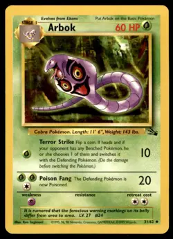 Arbok 31/62 Uncommon Fossil Pokemon Unlimited Lightly Played - Image 1