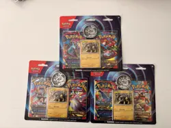 Pokemon TCG Lot Of (3) Phantasmal Flames, Mega Evolution 2 Pack Blister, Raikou - Image 1