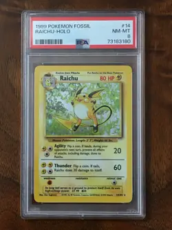 🔥🔥 1999 Pokemon Raichu Base Set Rare PSA 8 Fossil "Label Error" 🔥POP 1 of 1🔥 - Image 1