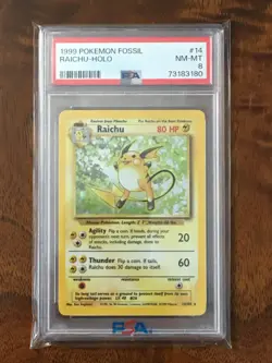 🔥🔥 1999 Pokemon Raichu Base Set Rare PSA 8 Fossil "Label Error" 🔥POP 1 of 1🔥 - Image 3