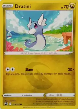 129/195 DRATINI | COMMON | SILVER TEMPEST POKEMON CARD - Image 1