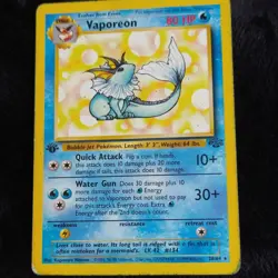 Pokemon Vaporeon 1st Edition Jungle Rare Card 28/64 1999 Wizards Regular - Image 1