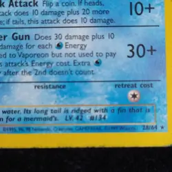 Pokemon Vaporeon 1st Edition Jungle Rare Card 28/64 1999 Wizards Regular - Image 3