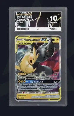 Pokemon Pikachu & Zekrom GX TCG Sun Moon Tag Team Card 33/181 Ace Graded 10 - Image 1