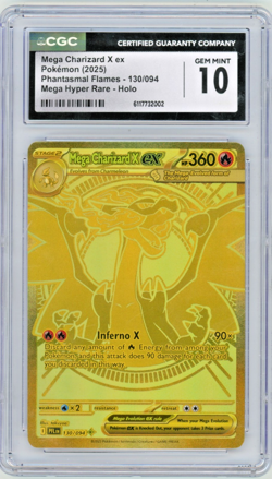 2025 Pokemon Phantasmal Mega Charizard X EX 130/094 Mega Hyper Rare CGC 10 - Image 1