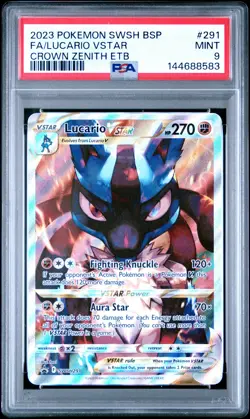 2023 POKEMON SWSH BLACK STAR PROMO #291 FULL ART/LUCARIO VSTAR PSA 9 - Image 1