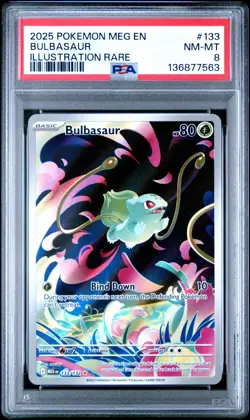 Pokemon TCG Bulbasaur 133/132 Mega Evolution Illustration Rare PSA 8 - Image 1