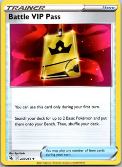 Battle VIP Pass 225/264 - SWSH08: Fusion Strike Pokemon TCG NM - Image 1