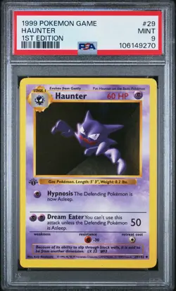 1999 POKEMON BASE SET 1ST EDITION #29 HAUNTER PSA 9 - Image 1