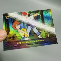 Topps Pokemon Ash Catches A Pokemon EP3 2000 Series 2 Rainbow Foil Blue Logo LP - Image 2