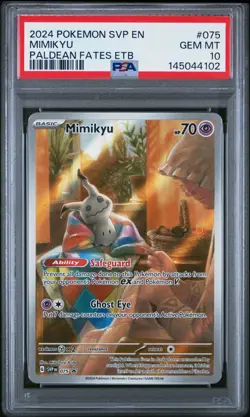 2024 Pokemon SVP EN-SV Black Star Promo Paldean Fates ETB #075 Mimikyu PSA 10 - Image 1