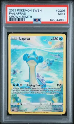 2023 Pokemon Sword and Shield Crown Zenith #GG05 Lapras Full Art PSA 9 - Image 1